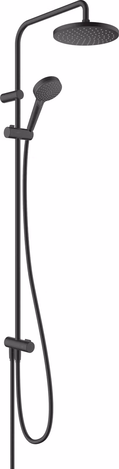 Sistema doccia con soffione a pioggia da 205 mm, doccetta manuale, tecnologia EcoSmart, finitura nero opaco