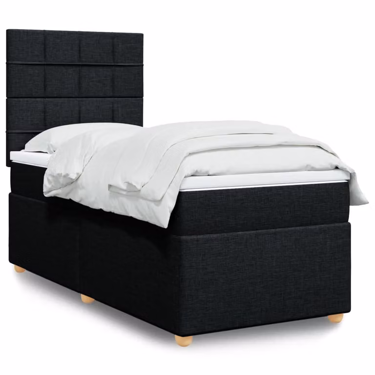 vidaXL Giroletto a Molle Ibrido con Materasso in Tessuto Nero L/P/H: 200 x 80 x 150,5 cm