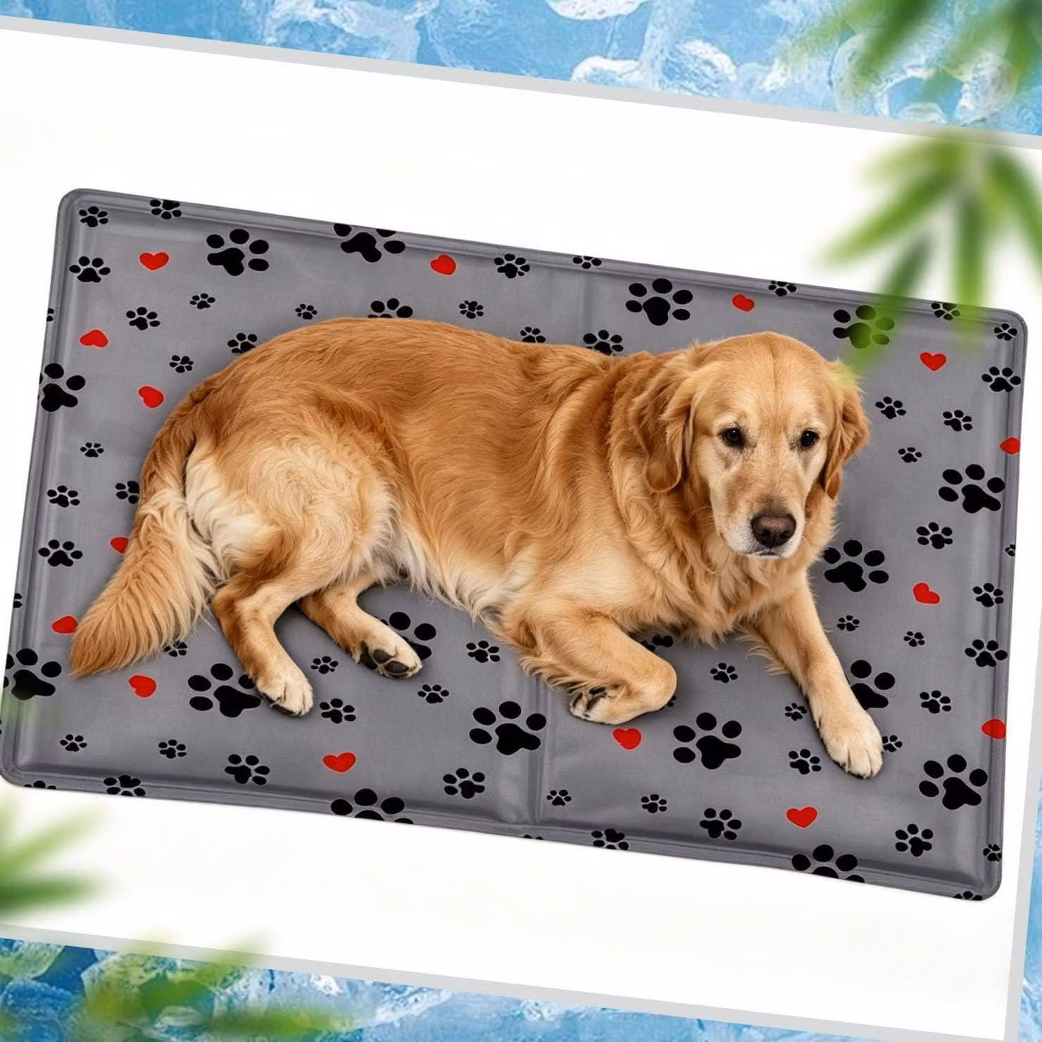 Tappetino refrigerante per cani, 65 x 50 cm. Gel non tossico, impermeabile, resistente agli strappi, auto-refrigerante