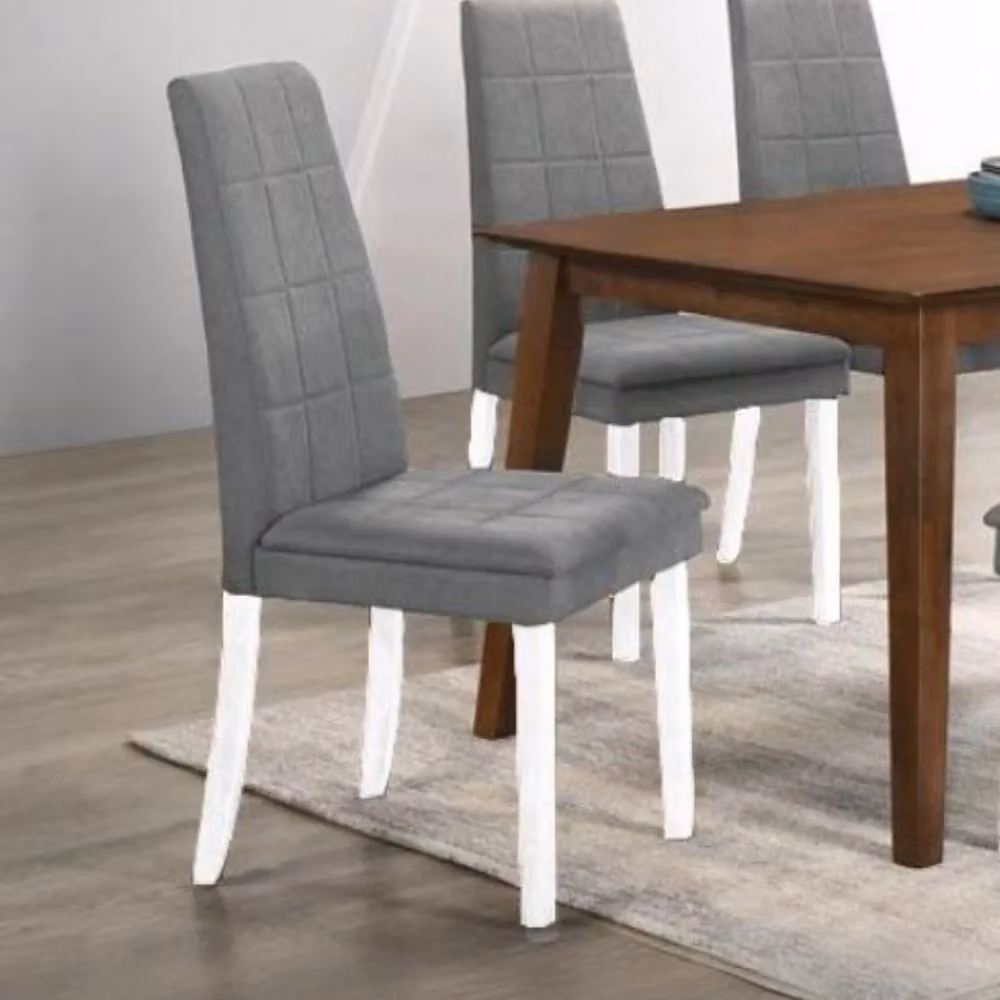 Set di 2 sedie imbottite Tim Effezeta Italia con struttura in legno bianco e tessuto grigio a quadretti – 2