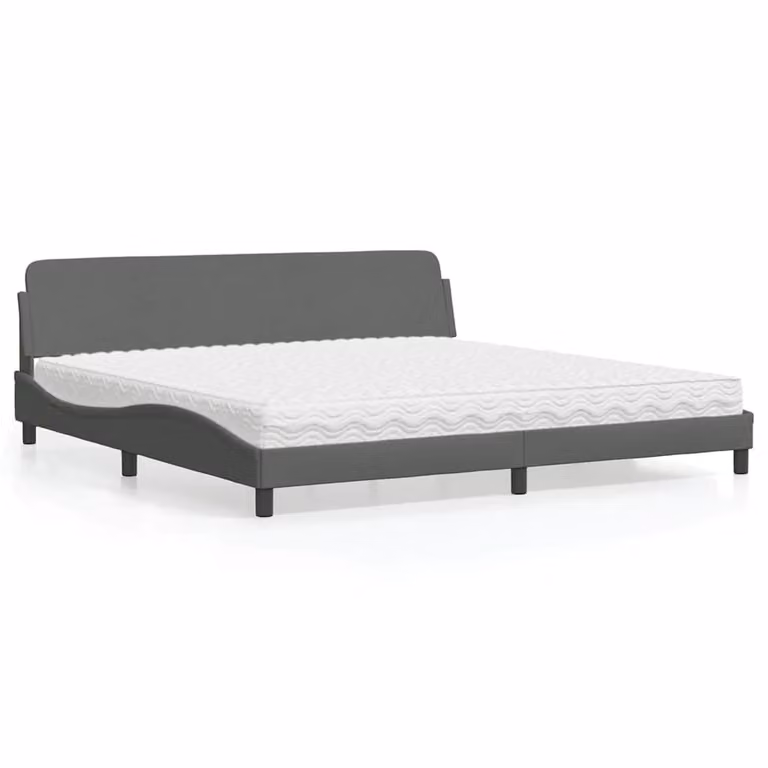 Letto con Materasso Dover vidaXL in Tessuto Grigio Scuro L/P/H: 200 x 200 x 74,5 cm