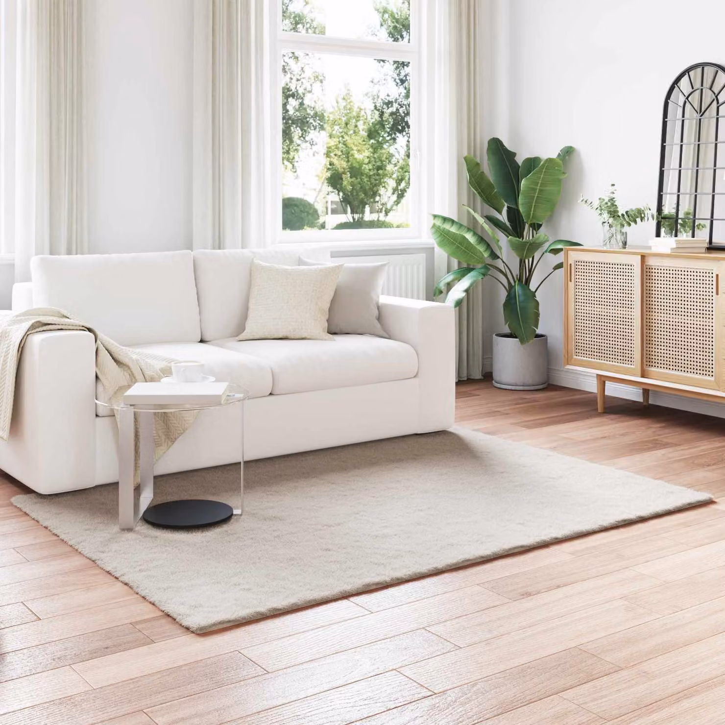 vidaXL Tappeto in ecopelliccia sintetica antiscivolo e lavabile, Beige, 230 x 160 cm