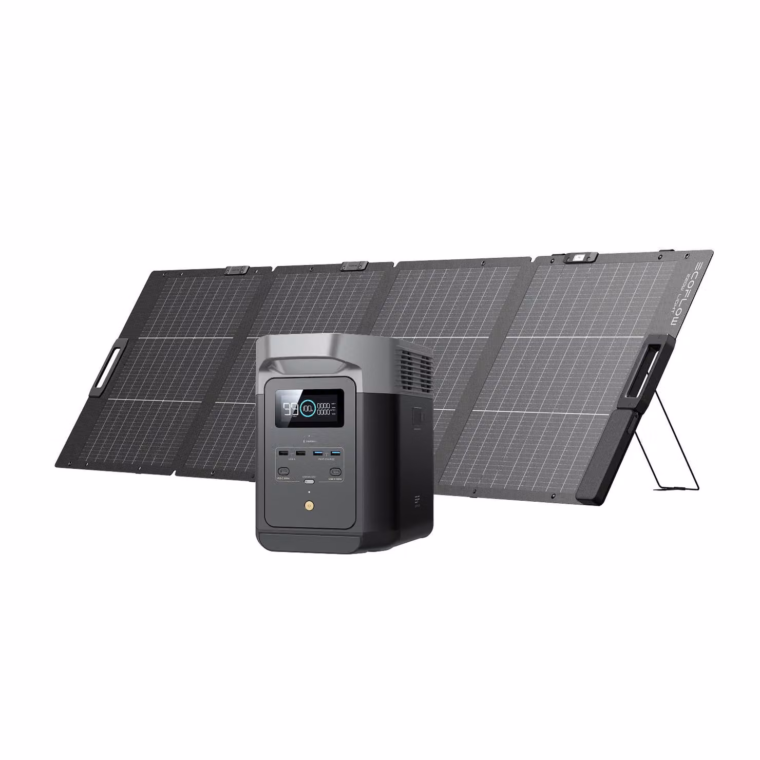 Centrale elettrica portatile EcoFlow DELTA 2 con pannello solare da 220W, centrale elettrica da balcone con sistema solare di accumulo da balcone e ricarica rapida come generatore solare