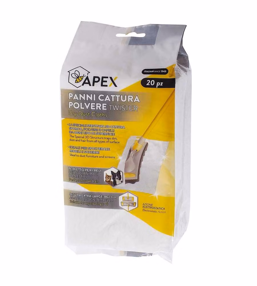 Apex Panni Catturapolvere Usa e Getta Spazzolone Twister - 20 pz