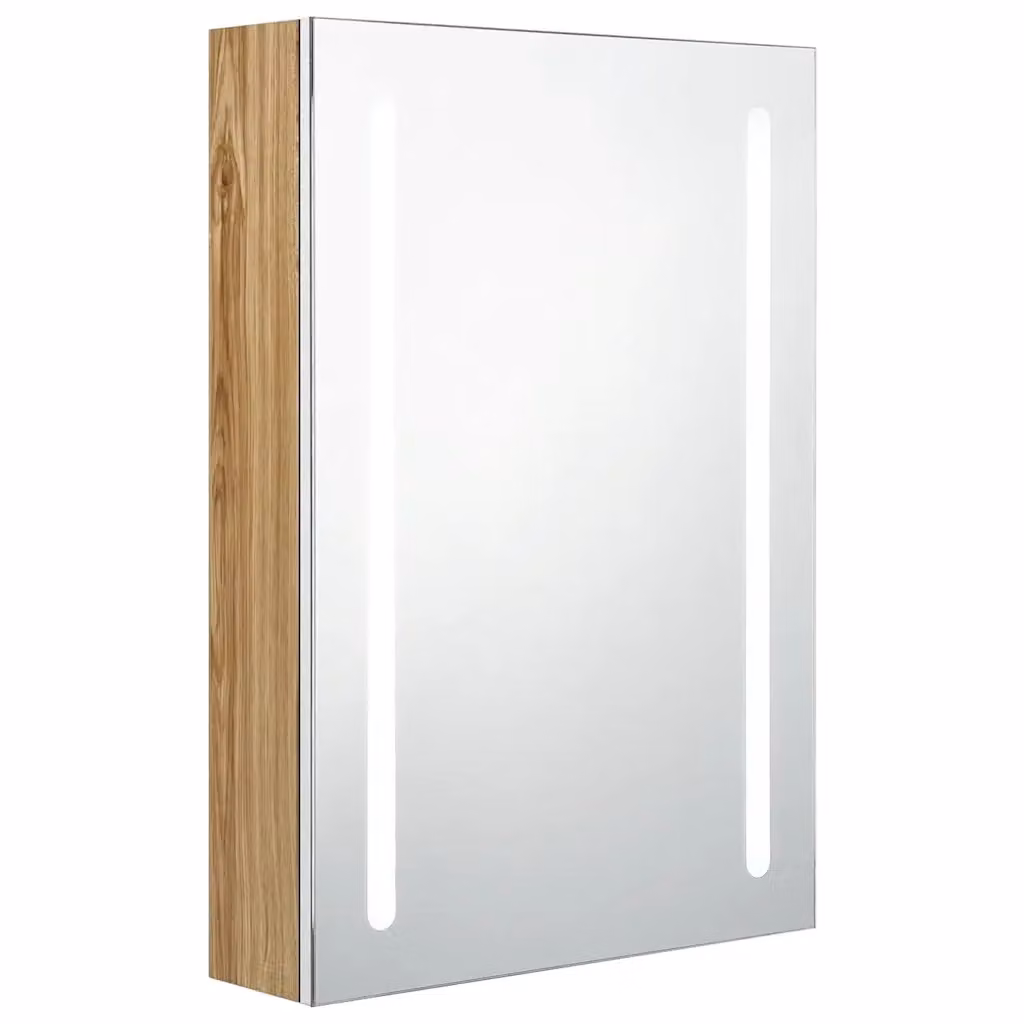 Armadietto da bagno Design Mania con specchio e illuminazione LED, Bianco e Rovere, L: 50 cm, P: 13 cm, H: 70 cm – 2