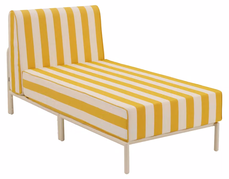 Chaiselongue für modulare Gartenmöbel aus hellgelbem Stoff - Oviala Patio