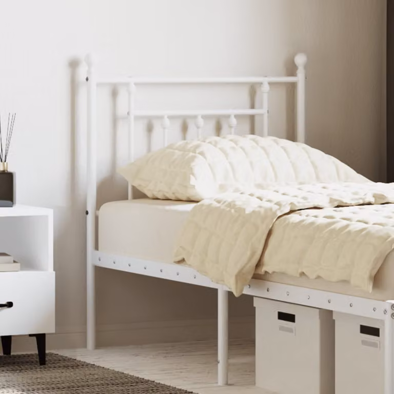 Testiera di ricambio vidaXL in metallo bianco laccato per camera da letto, L: 75 cm, H: 80 cm, P: 3 cm