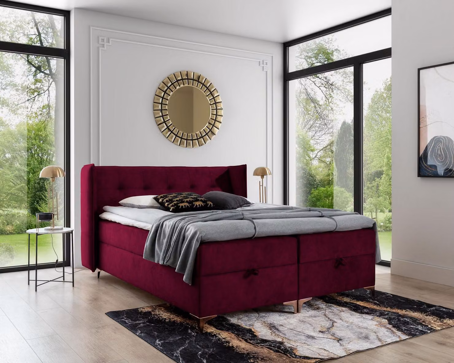 Bett Schlafzimmer Luxus Design Modern Boxspringbett Einrichtung Polsterbett