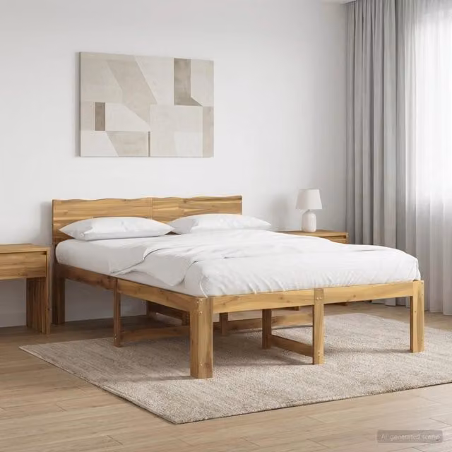Letto matrimoniale moderno vidaXL in legno di acacia bianco L/P/H: 120 x 200 cm