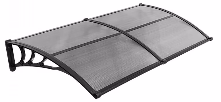 Tenda da porta in policarbonato - Grigio fumo - 965x1987 mm - Tenda da esterno con sistema di drenaggio