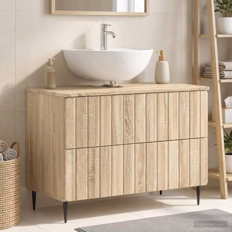 Armadio per lavabo da bagno moderno vidaXL ZWOLLE in legno Rovere Sonoma marrone L: 82.0 cm, P: 41.0 cm, H: 58.5 cm