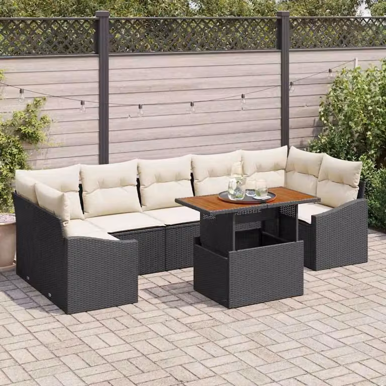 Maison Exclusive - Set da giardino composto da 8 pezzi, colore nero e beige