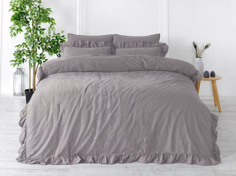 Biancheria da letto in cotone GRIGIO OPALE/160x200(P) LAVATO A PIETRA