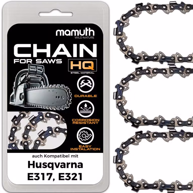 3 catene per motosega, lunghezza 40 cm, passo 1,3 mm, larghezza 3/8", modello 57 TG, compatibili con motoseghe Husqvarna E317, E321