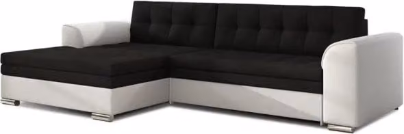 Divano angolare convertibile MEUBLORAMA con funzione letto, modello L con angolo a sinistra, rivestimento in tessuto nero e bianco, L/P/H: 274 x 165 x 78 cm
