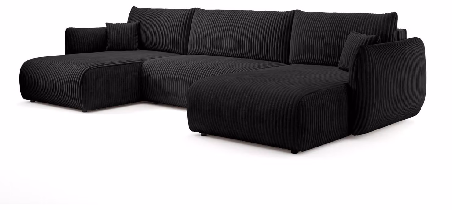 Divano a tre posti con funzione letto, modello Alloro, in velluto color antracite