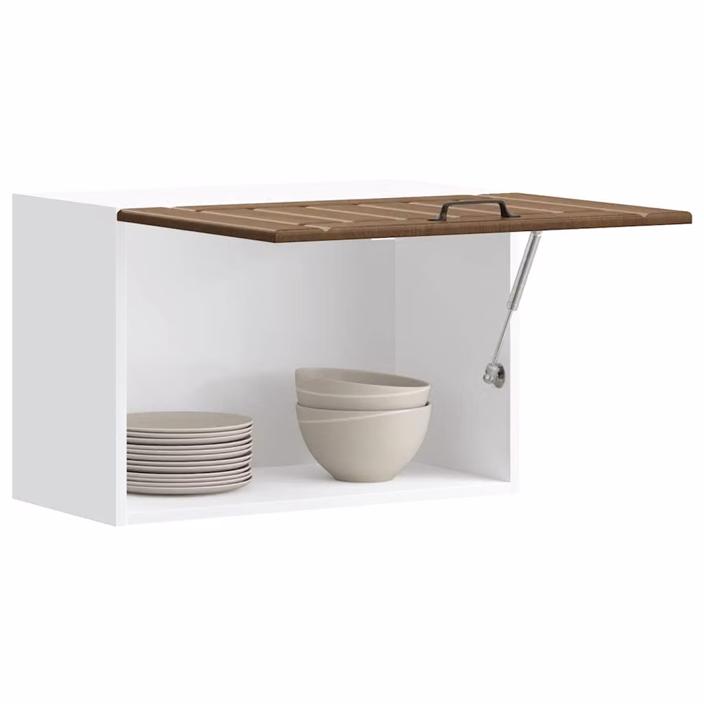 Pensile da cucina moderno vidaXL in legno e vetro, colore marrone e bianco, con ante in vetro, L/P/H: 60 x 31 x 40 cm