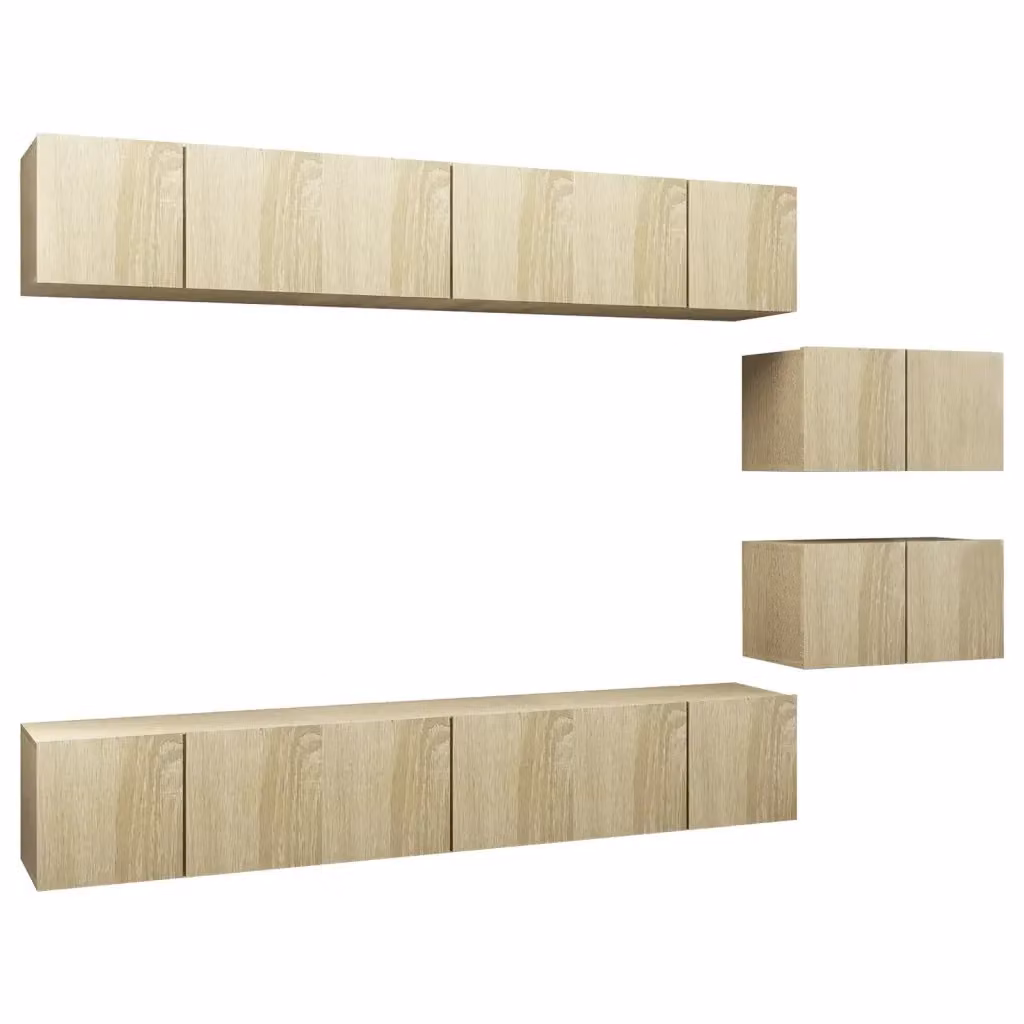 Set di mobili porta TV moderno vidaXL in legno multistrato, colore marrone e beige, 8 pezzi – 2