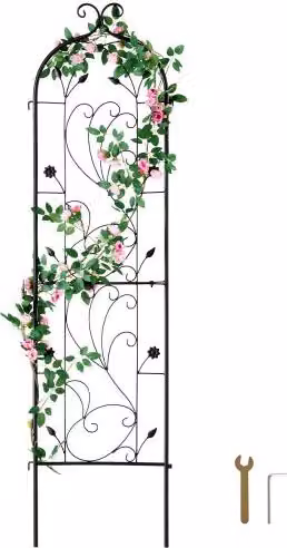 Traliccio da giardino VEVOR in metallo antiruggine nero per piante rampicanti e fiori, supporto decorativo per rose e clematidi, L: 38 cm, H: 152 cm