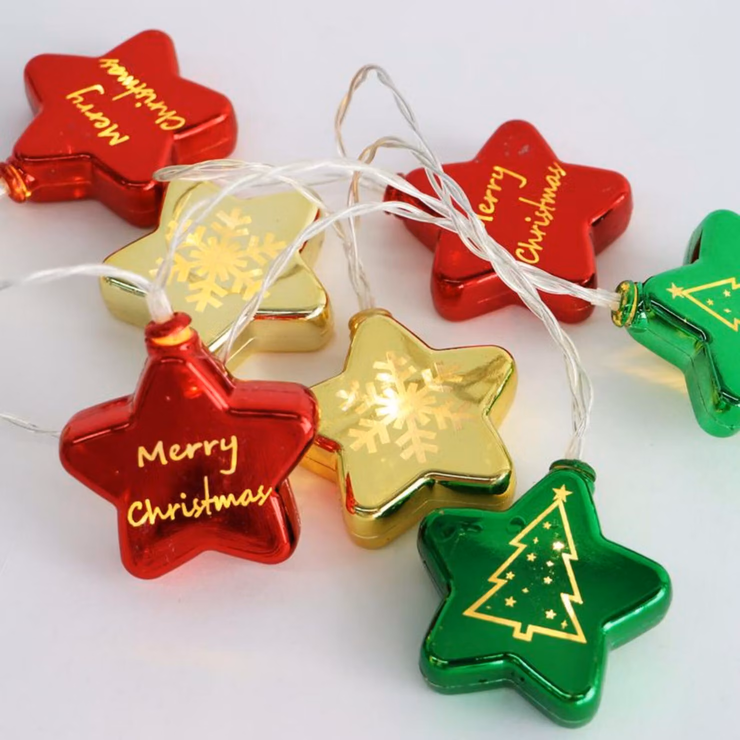 Stelle di Natale in plastica ACA Lighting, 10 LED, a batteria (2xAA), WW, IP20, cavo 150+30cm X07101163