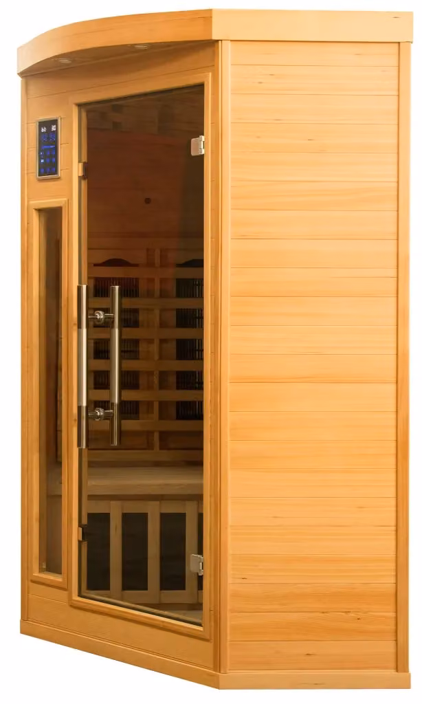 Sauna Finlandese ad Infrarossi Apollon 2C da 2/3 Posti in Legno di Abete Marrone L 120 cm x P 120 cm x H 190 cm – 2