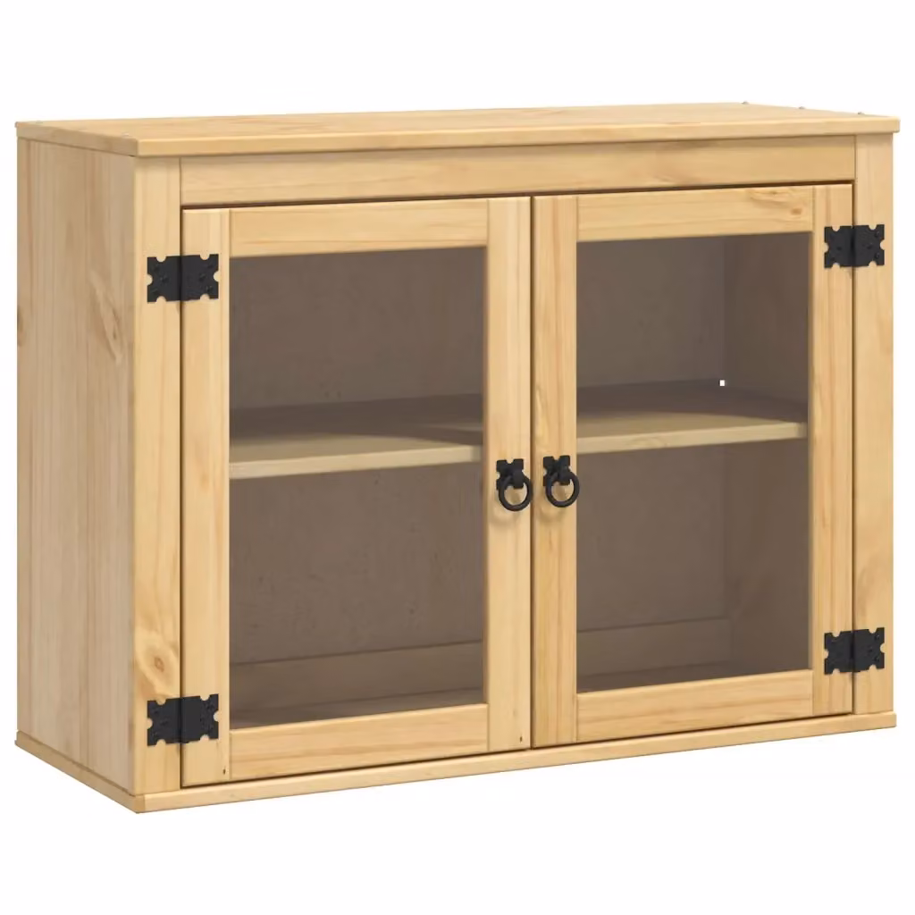 Armadietto a parete moderno vidaXL in legno di pino e metallo marrone con ante a battente e ripiani interni L 80 cm x P 32 cm x H 60 cm – 2