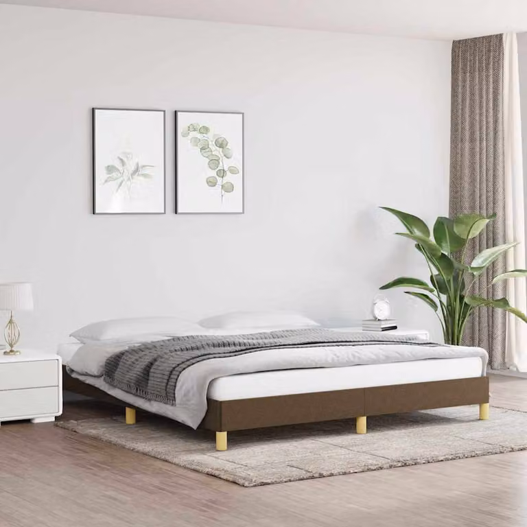 vidaXL Giroletto senza Materasso Marrone Scuro in Tessuto L: 180 cm, P: 200 cm