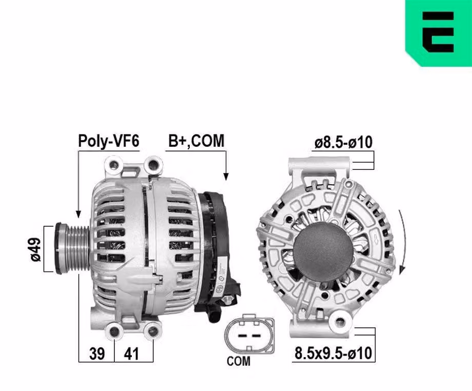 ERA 211054A Alternatore LiMa 155 A 12 V per BMW Serie 3 Station Wagon (E91), Serie 3 Berlina (E90), Serie 1 Hatchback (E87), Serie 5 Berlina (E60) e Serie 5 Station Wagon (E61)