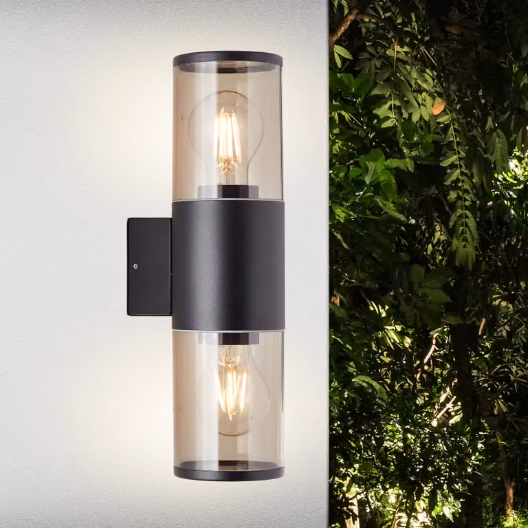 BRILLANTE applique da esterno Sergioro | luce decorativa da esterno | antracite | 2x E27 max. 20 W | IP44