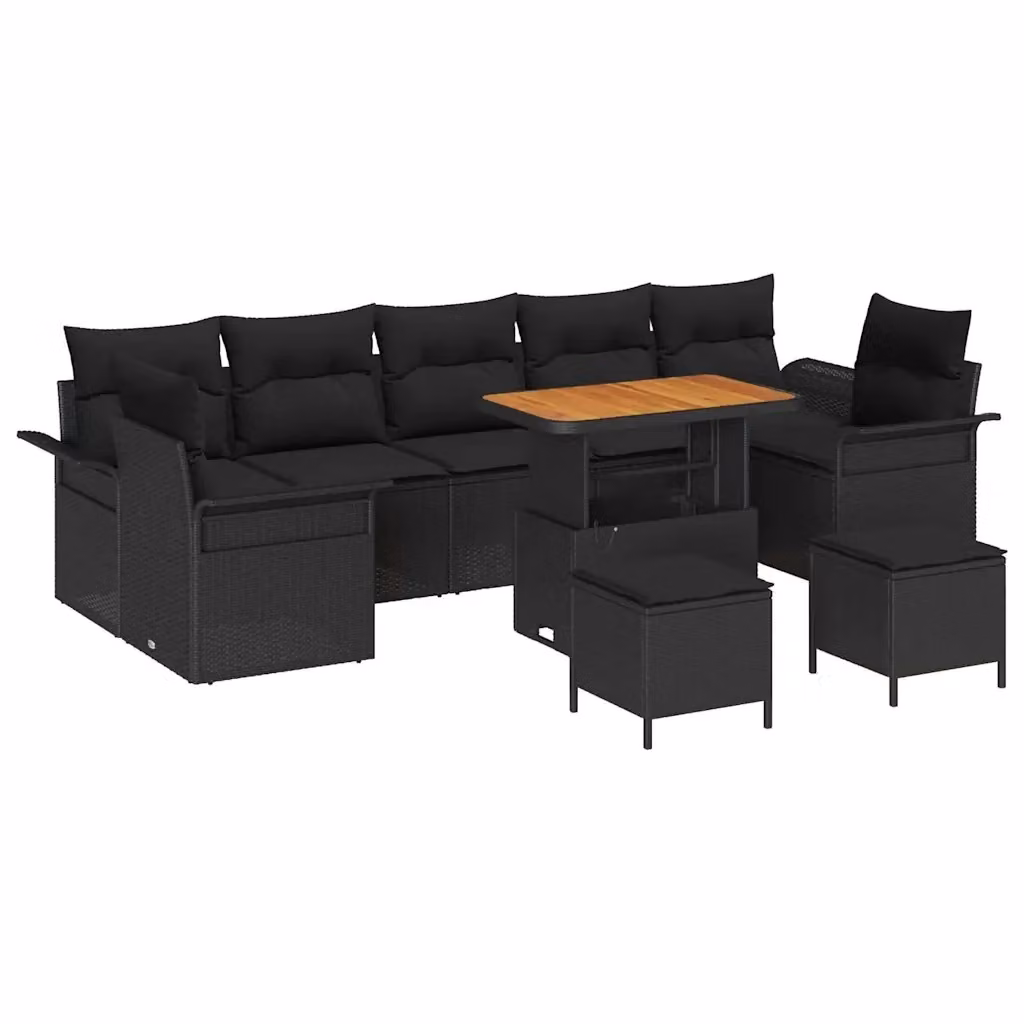 vidaXL Set Divano da Giardino a Forma di U con 10 Pezzi, Nero – 2