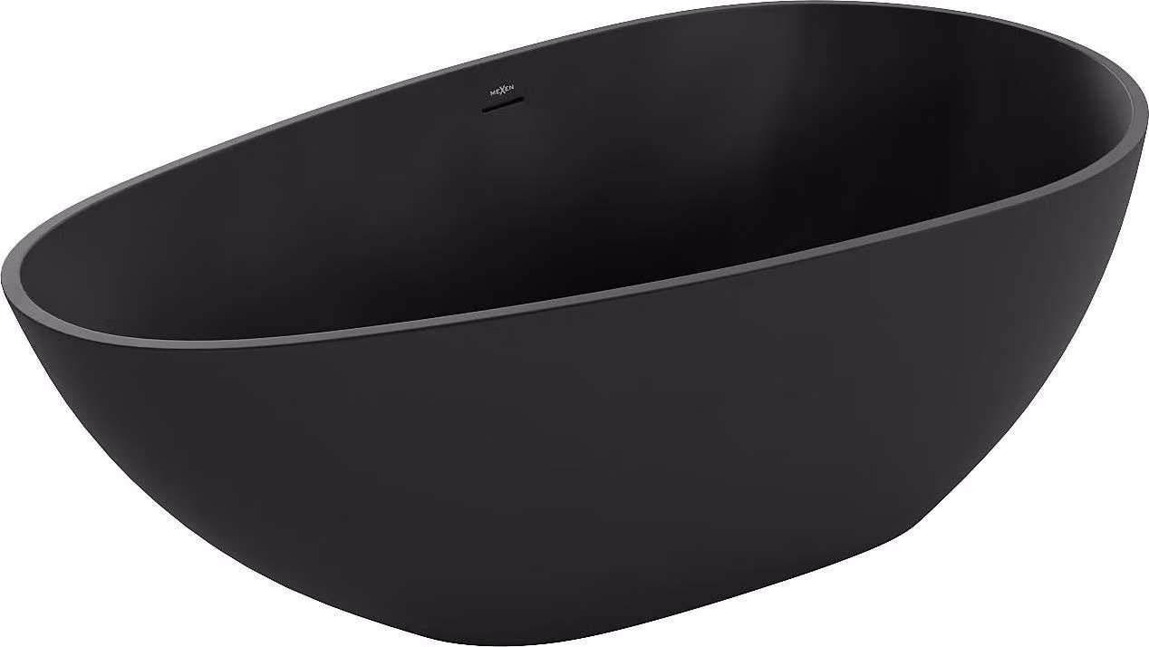 Mexen Palermo vasca da bagno autoportante in conglomerato 150 x 78 cm, nero opaco - 57211507870