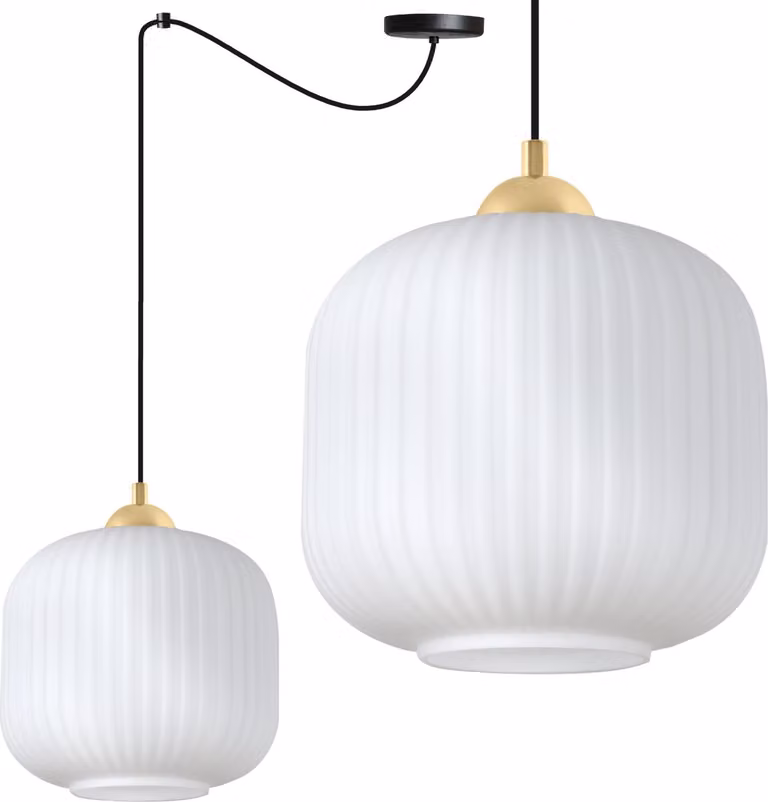Lampada a sospensione Riffle spider nero-oro a 1 luce con paralume cilindrico bianco 20 cm E27 - lampada elegante per l'illuminazione di interni moderni