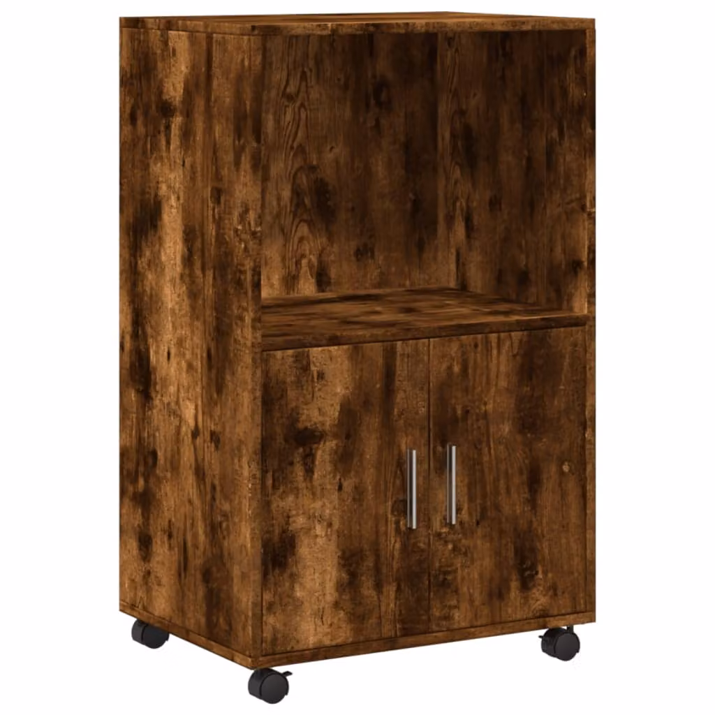 Mobiletto con Ruote Rovere Fumo 55x40x91 cm in Truciolato