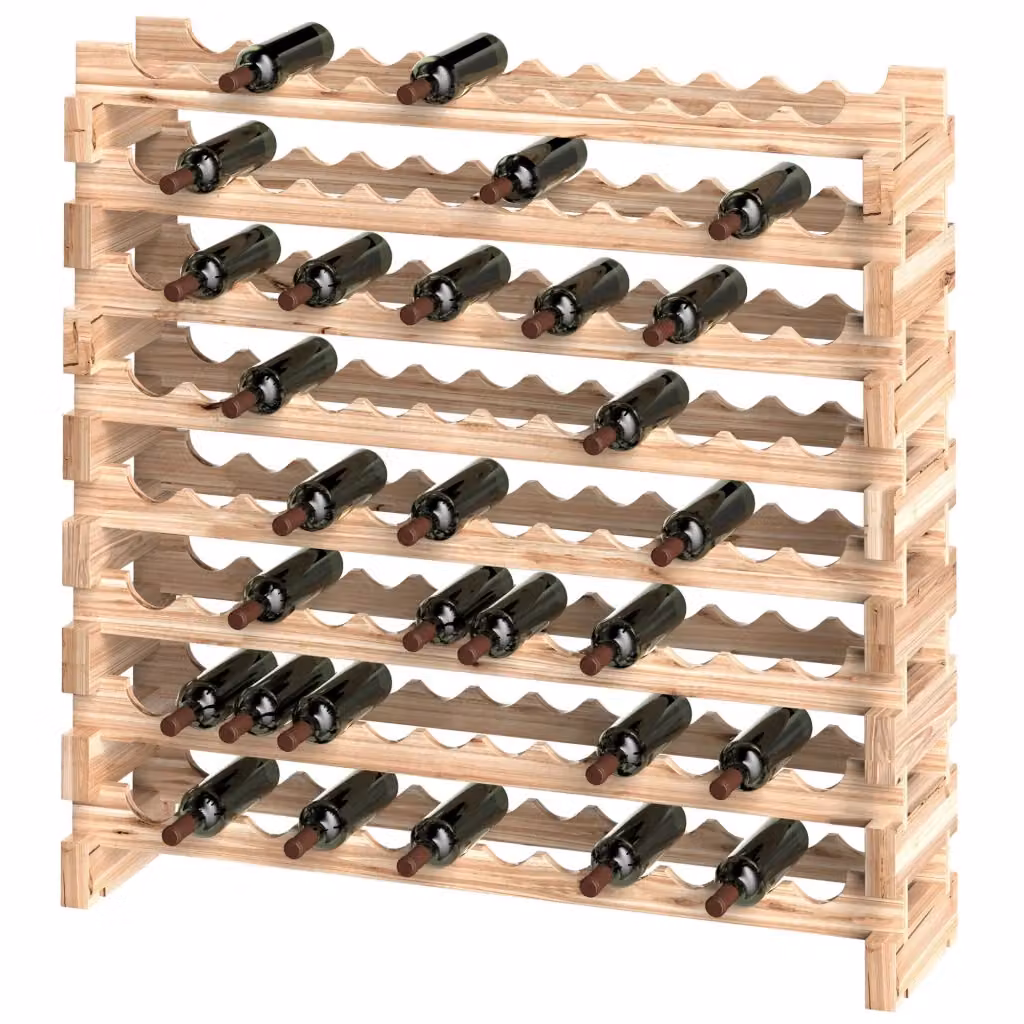 Portabottiglie in legno XYLO con 8 ripiani per 96 bottiglie, colore legno naturale, L: 114 cm, P: 28 cm, H: 113,5 cm – 2