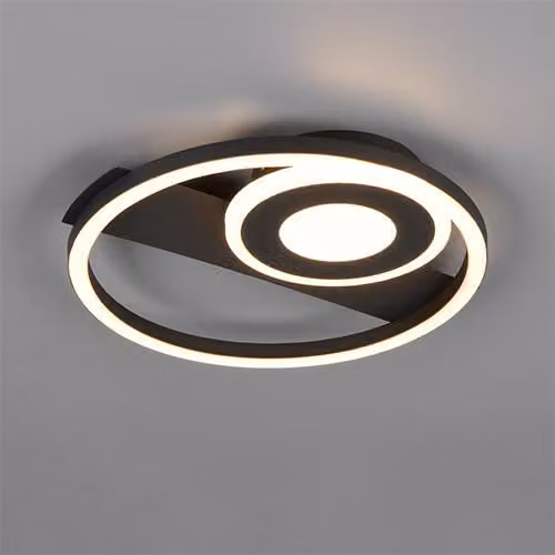 Plafoniera LED, nera, design circolare, L 32 cm