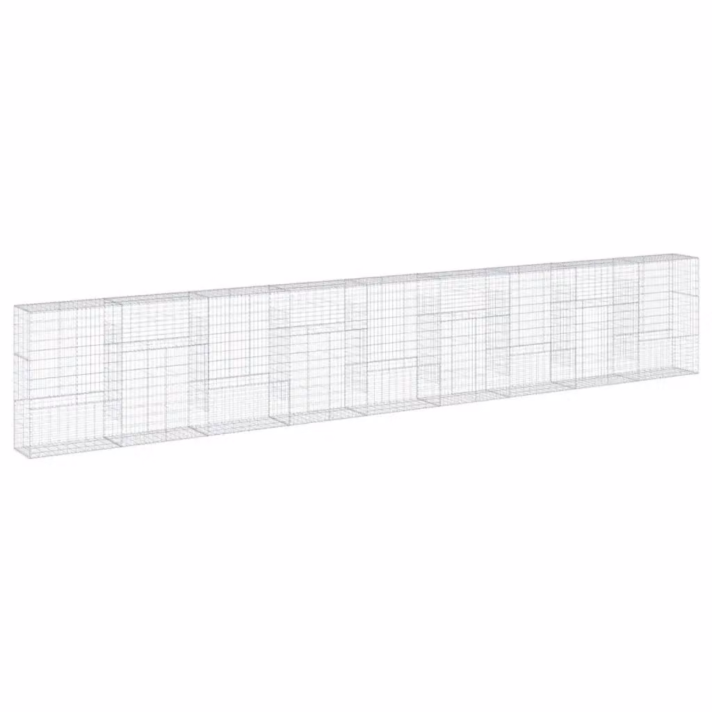 vidaXL Cesto Gabbione con Copertura in Ferro Zincato Grigio L: 900 cm, P: 50 cm, H: 150 cm – 2