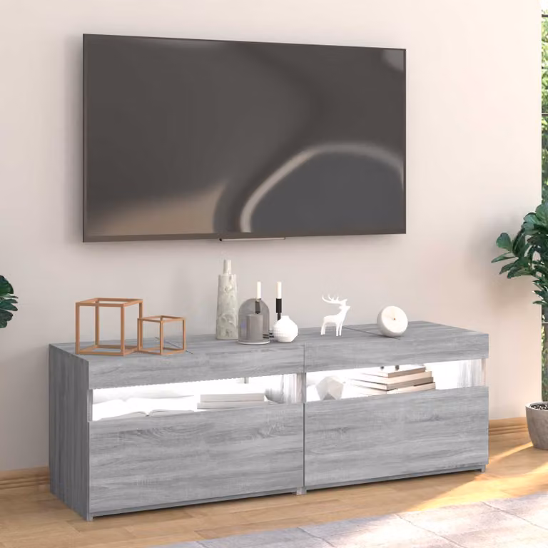 Mobile Porta TV vidaXL con Luci LED Grigio, Design Moderno per Soggiorno, L/P/H: 120 x 35 x 40 cm