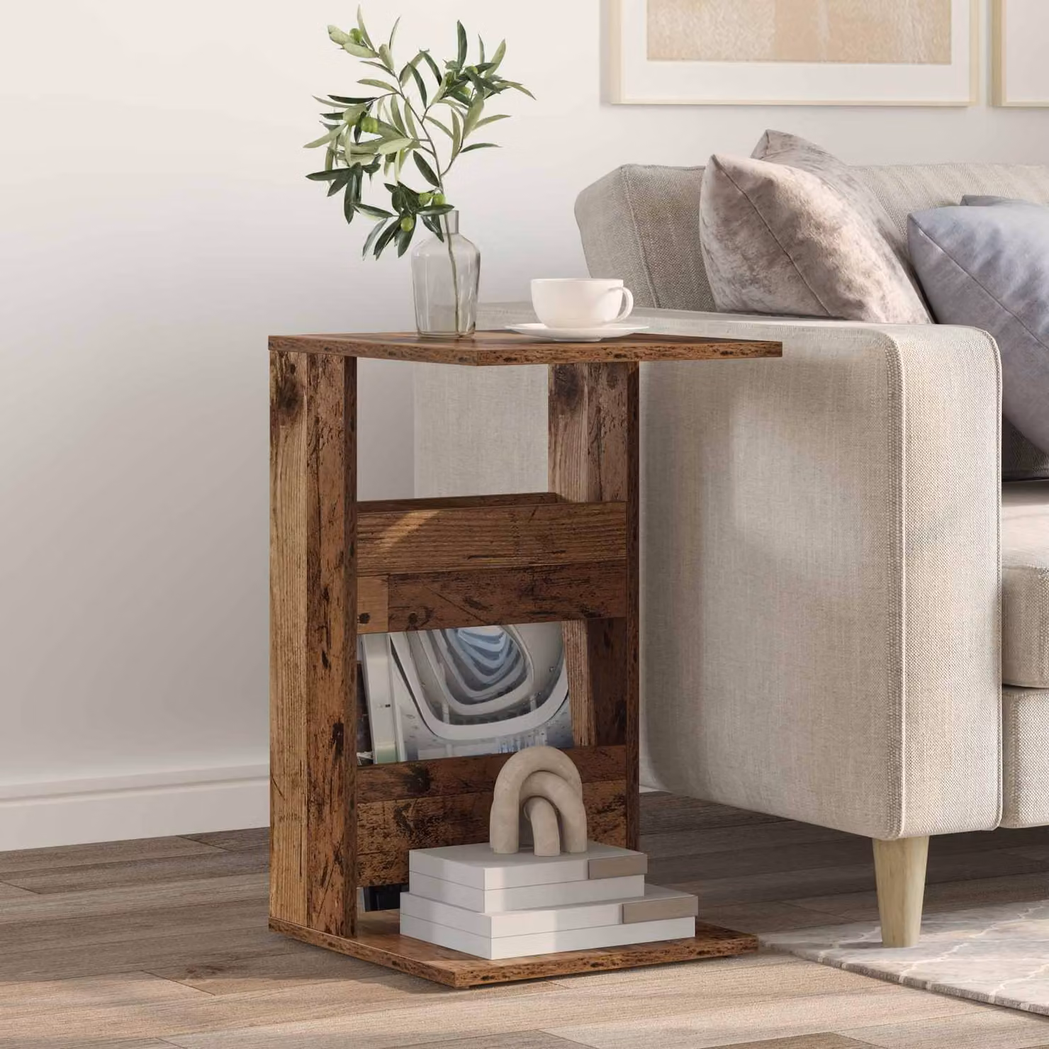 vidaXL Tavolo laterale moderno in legno marrone L/P/H: 40 x 35 x 60,5 cm