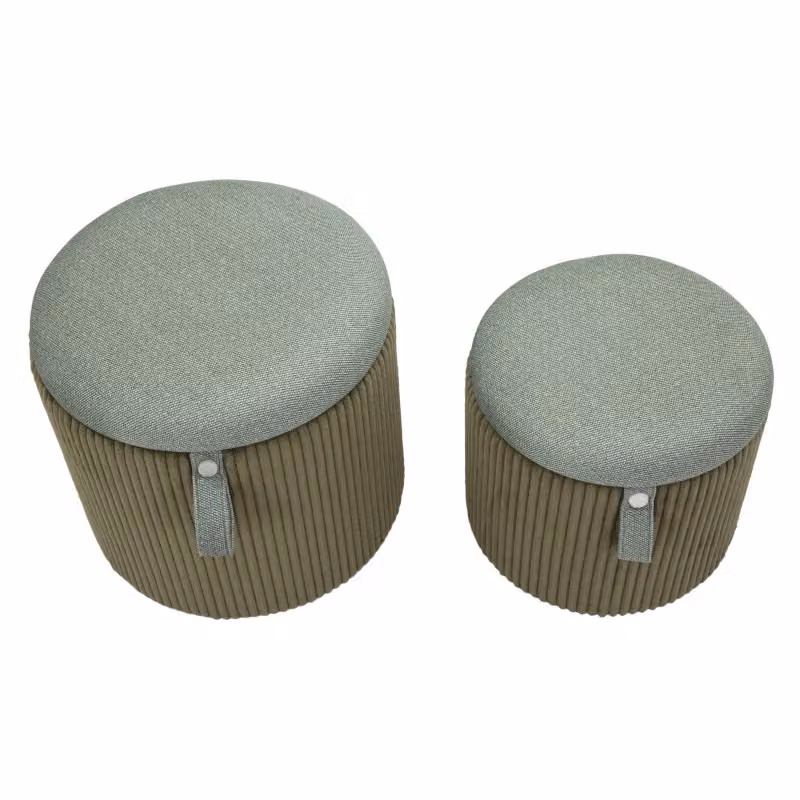 Set di 2 Puff Bolzano Mauro Ferretti con Contenitore Verde Cilindrici L/P/H: 38 x 38 x 32-28 cm – 2