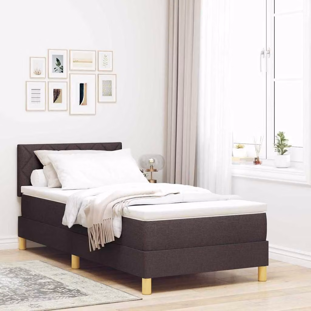Maison Exclusive - Letto a molle con materasso Marrone Scuro 90 x 200 cm Tessuto