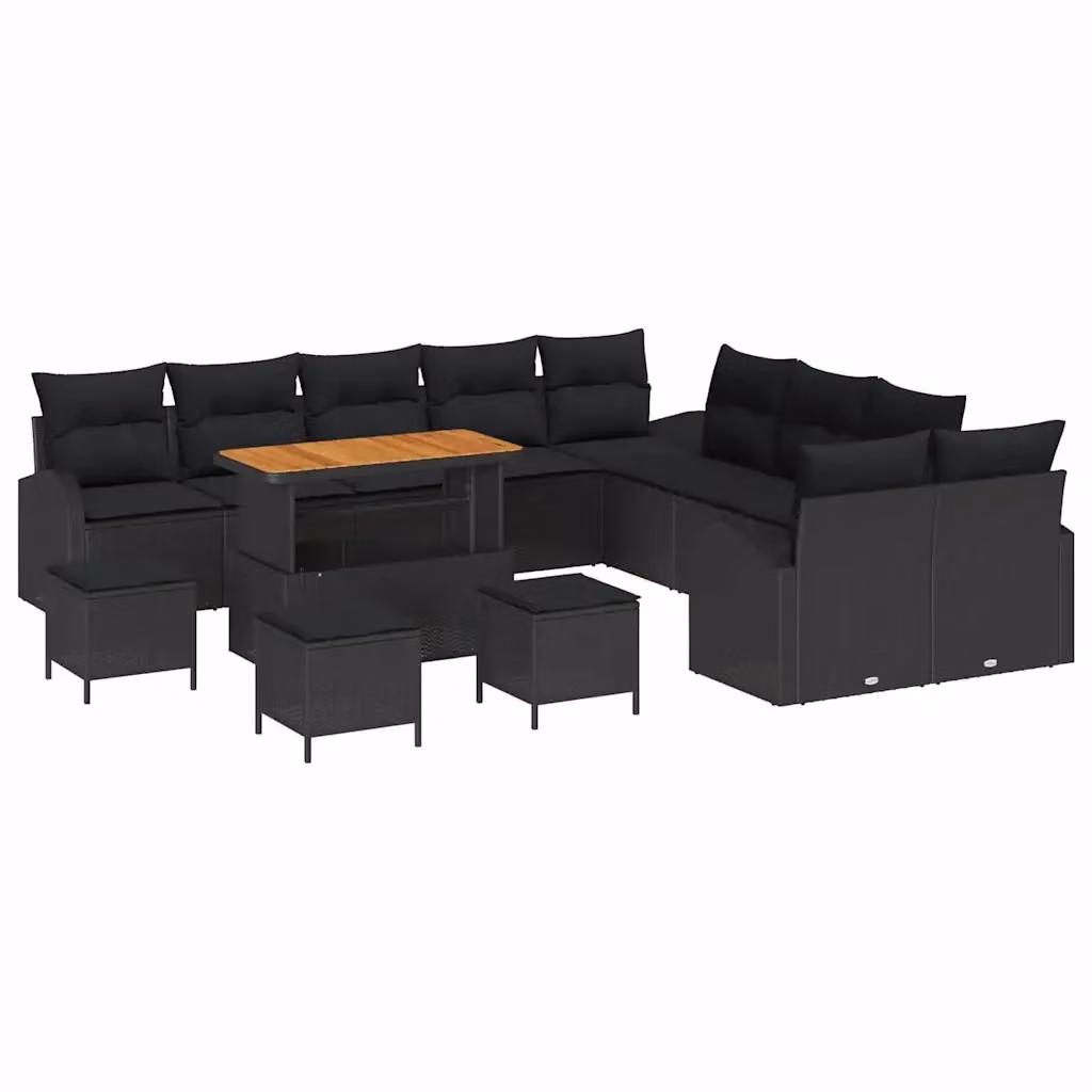 Set Divano da Giardino vidaXL a forma a U con 14 posti, Nero – 2