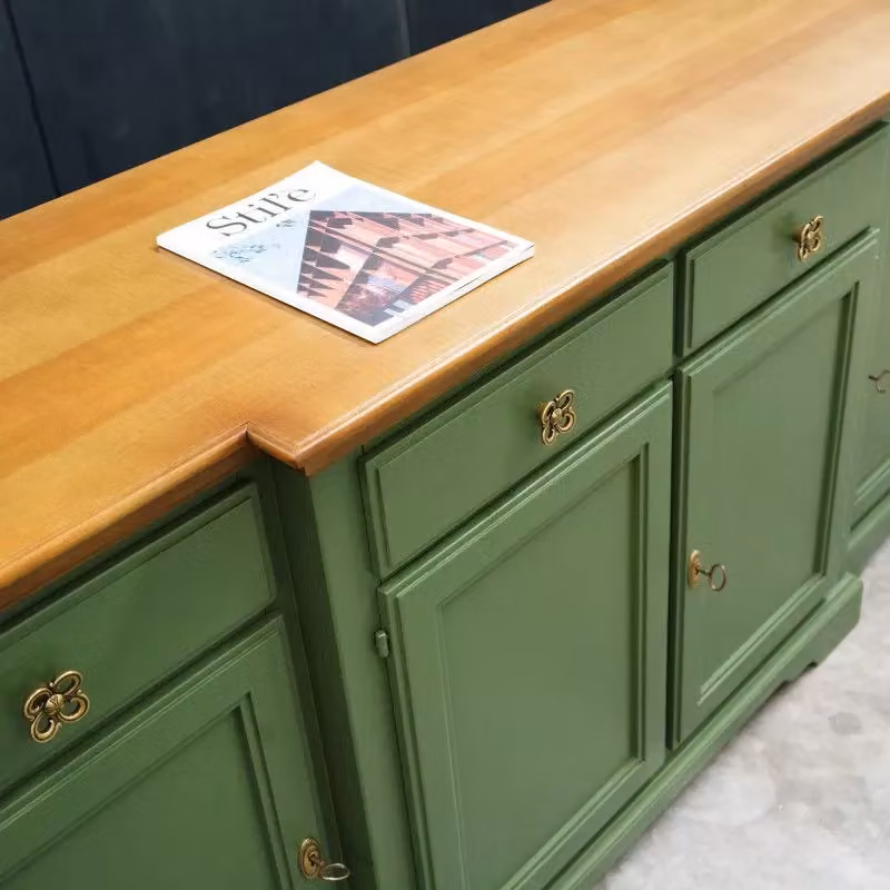 Madia credenza shabby chic con 4 porte e 4 cassetti in legno verde e noce Mobili 2G L/P/H: 200 x 45 x 93 cm – 3