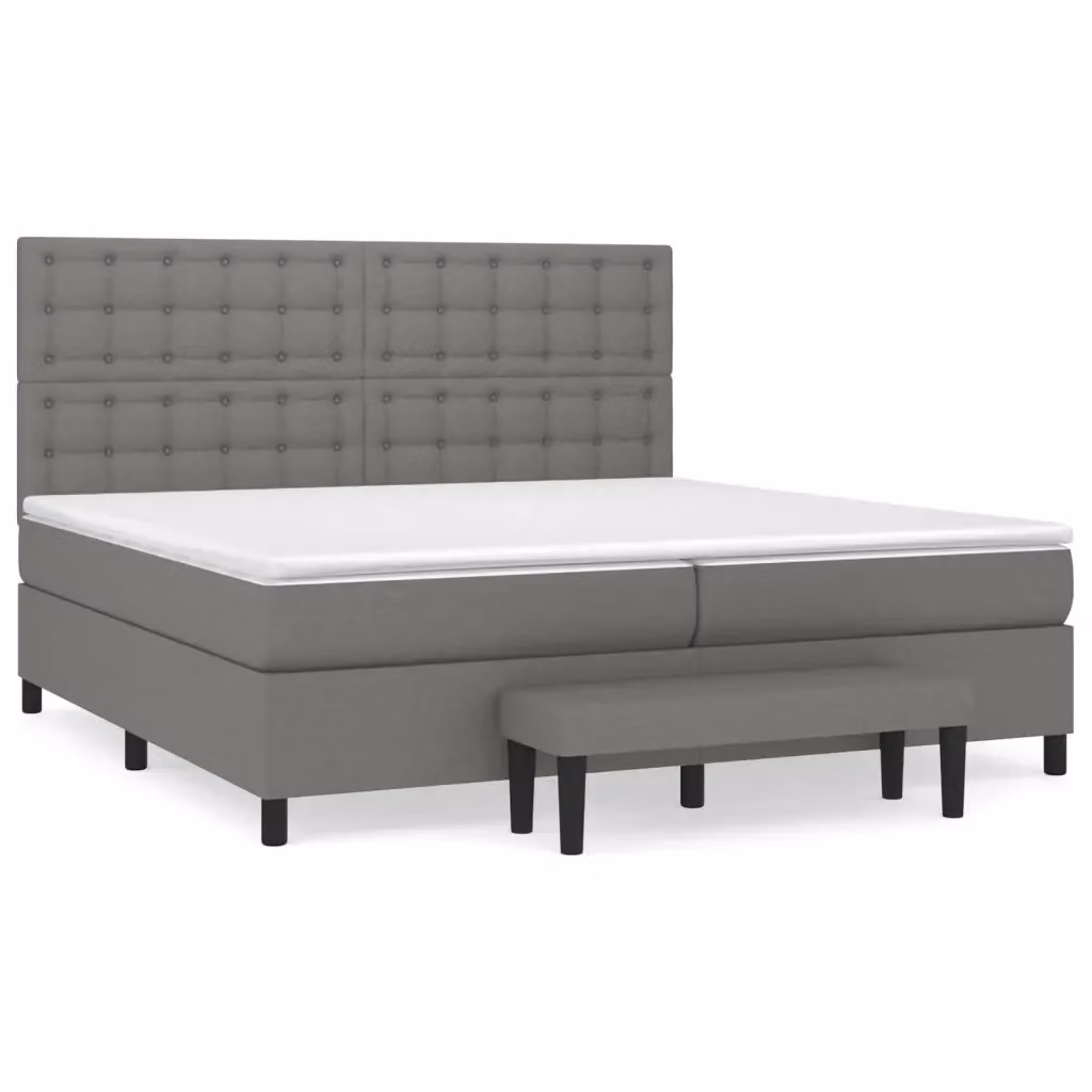 Letto Ibrido con Materasso e Struttura Imbottita vidaXL Grigio e Bianco L: 200 cm, P: 200 cm, H: 128 cm – 2