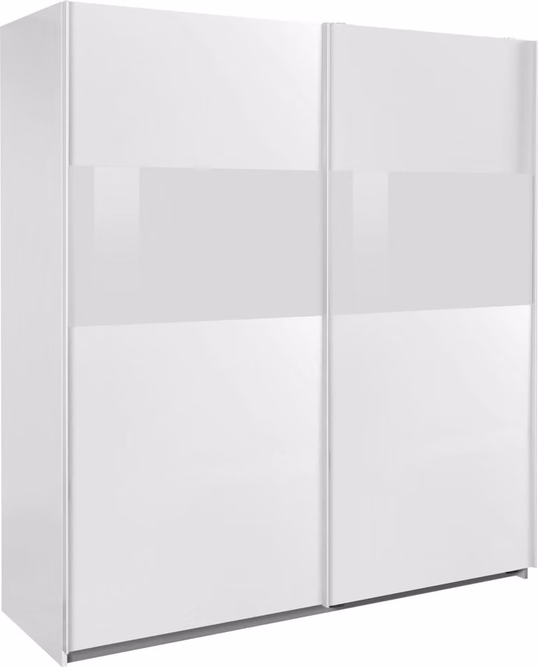 Armadio con ante scorrevoli Bramfeld Abitabile Finitura a scelta, bianco / vetro bianco, 180x64x198 cm