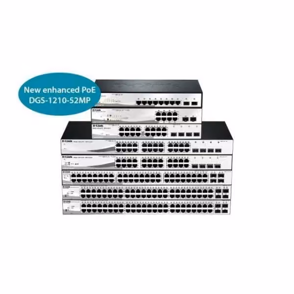 Switch D-Link DGS-1210-10P Gestito L2 Gigabit Ethernet con supporto PoE, Nero, 1U – 2