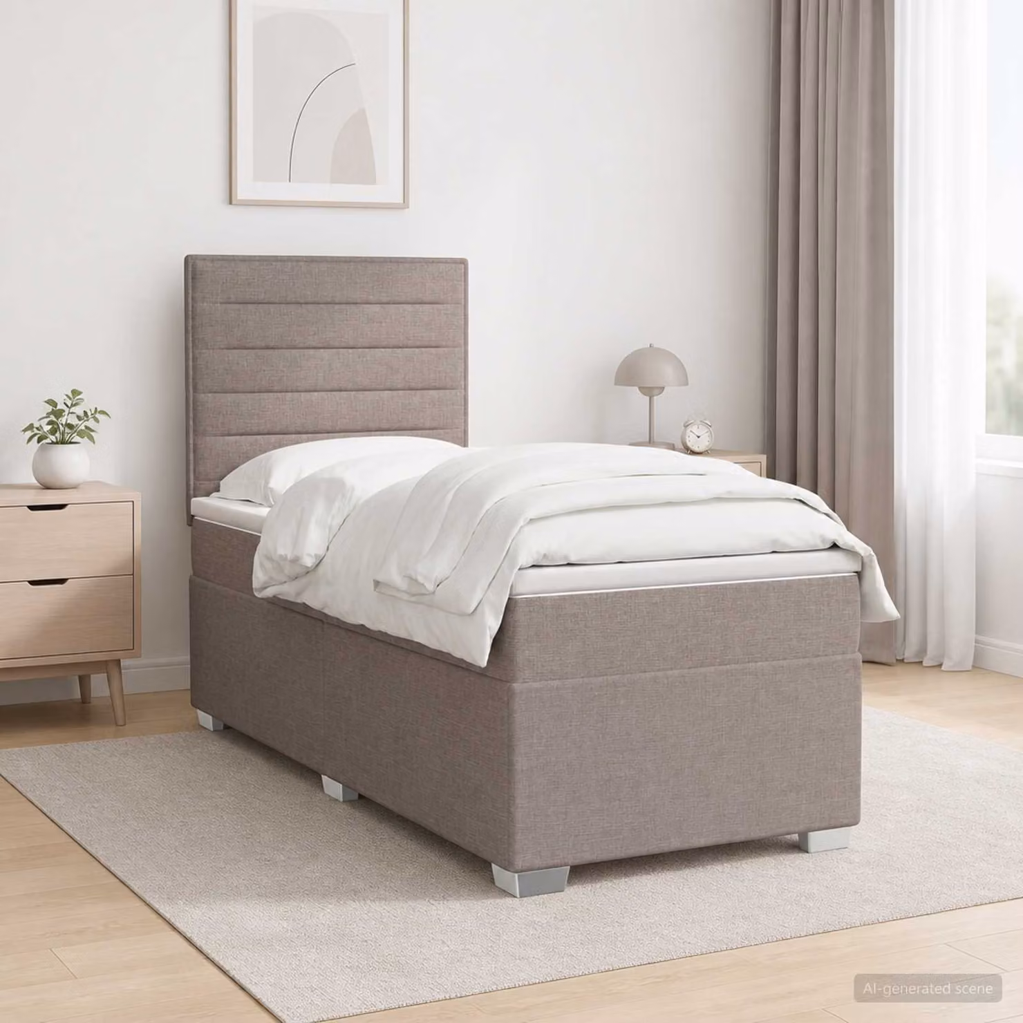 Letto box spring con materasso vidaXL in tessuto Tortora L 90 cm x P 190 cm