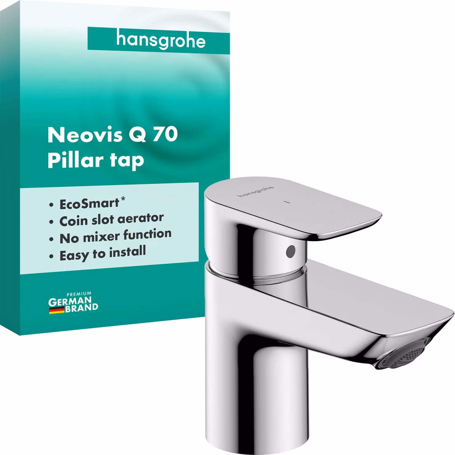 Miscelatore per lavabo, solo acqua fredda, cromato, monoblocco, portata 5 l/min, altezza 63 mm