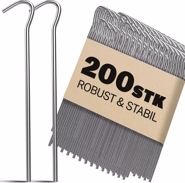 Set di 200 picchetti da terra Gardebruk in acciaio zincato color argento Ø 3,5 mm