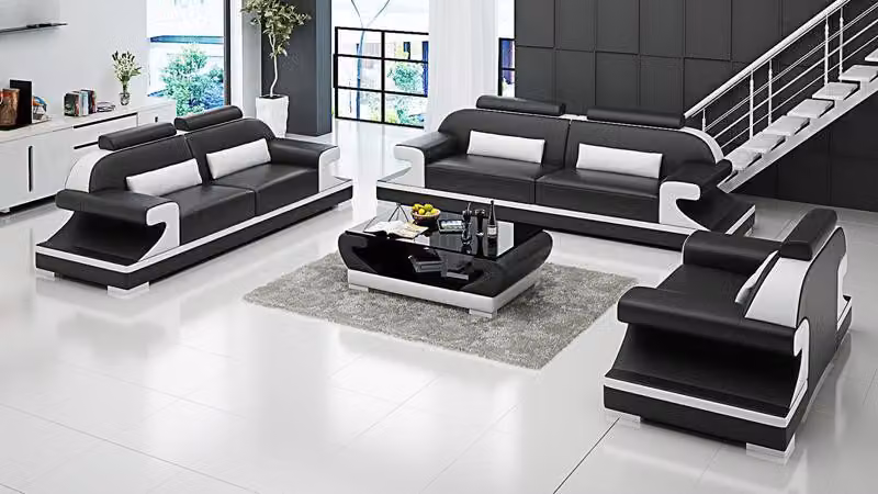 Ledersofa Couch Wohnlandschaft 3+2+1 Sitzer Garnitur Sofagarnitur Sofa G8021D
