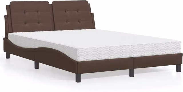 Letto con Materasso Zadar vidaXL in Similpelle Marrone L/P/H: 120 x 200 cm – 2